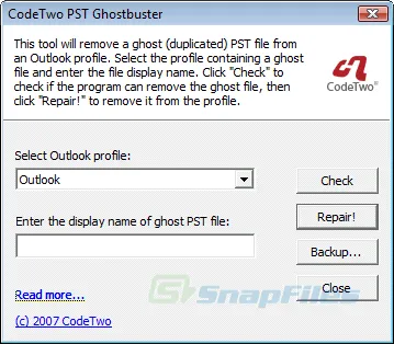 CodeTwo PST Ghostbuster Ảnh chụp màn hình 1