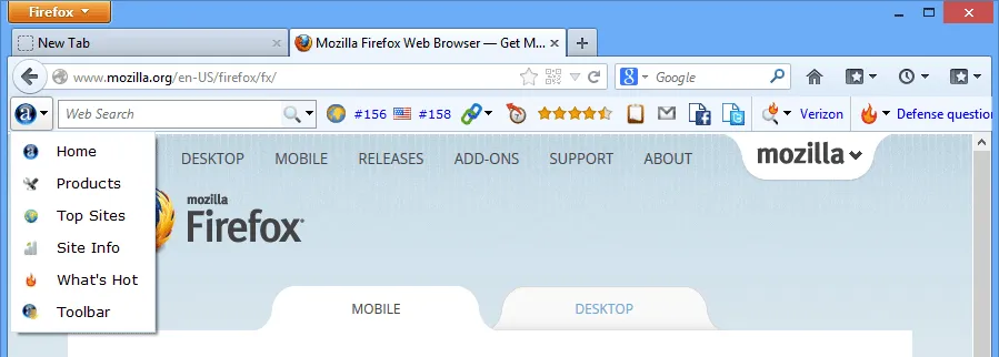 Alexa Toolbar for Firefox Ảnh chụp màn hình 1