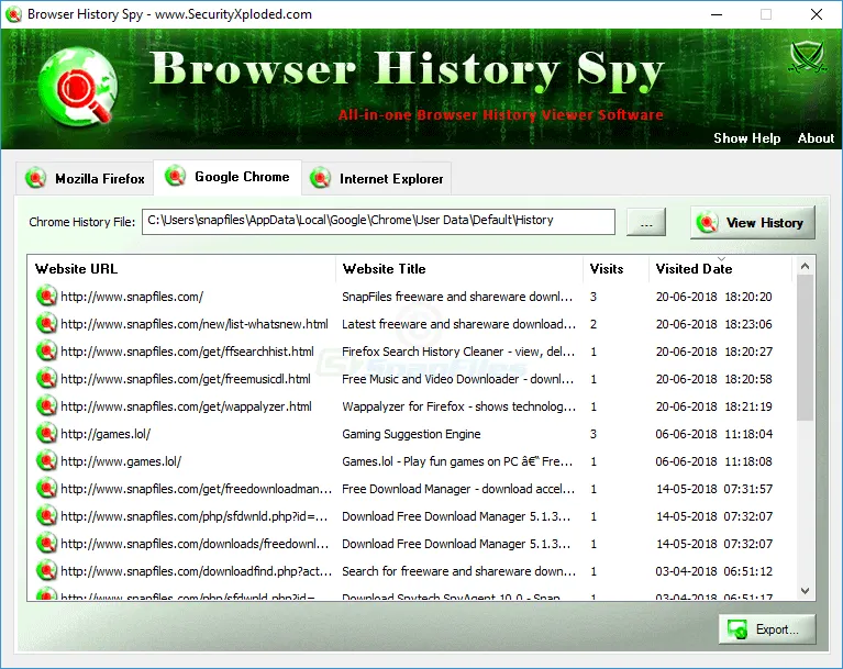 Browser History Spy Ảnh chụp màn hình 1