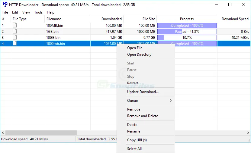 HTTP Downloader Ảnh chụp màn hình 1