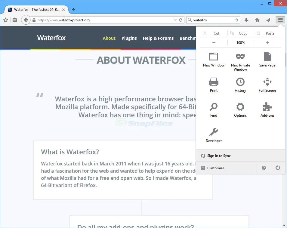 Waterfox Ảnh chụp màn hình 2