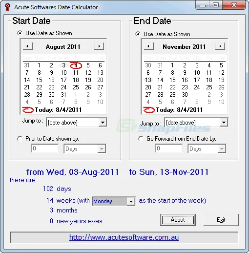 Acute Date Calculator Ảnh chụp màn hình 1