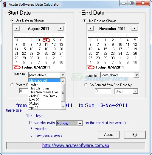 Acute Date Calculator Ảnh chụp màn hình 2