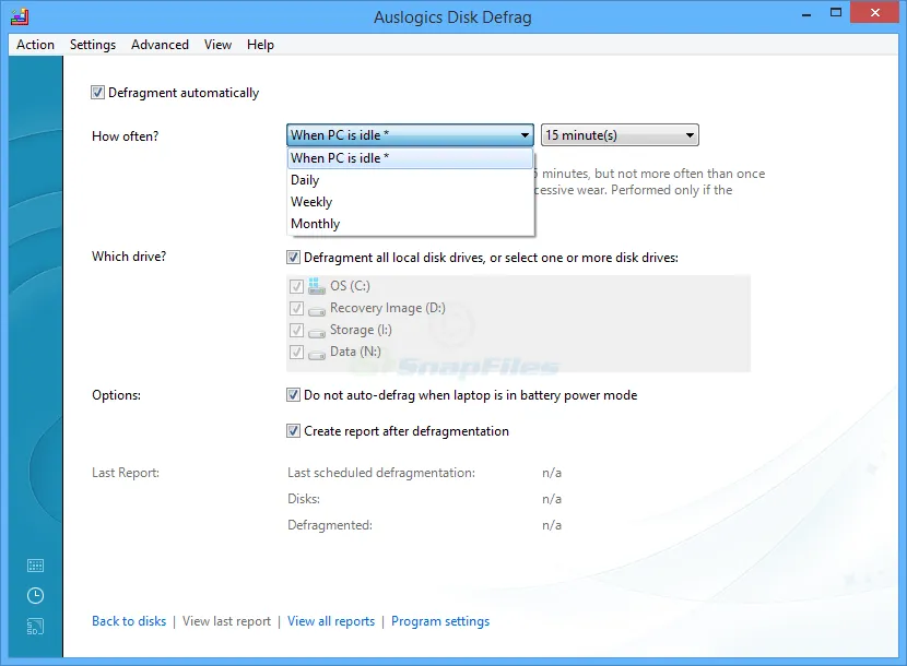 Auslogics Disk Defrag Ảnh chụp màn hình 2