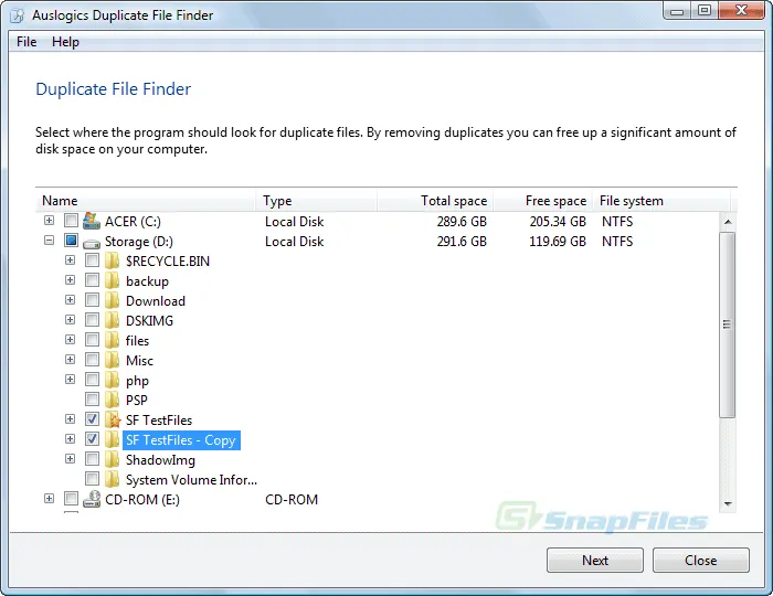 Auslogics Duplicate File Finder Ảnh chụp màn hình 1