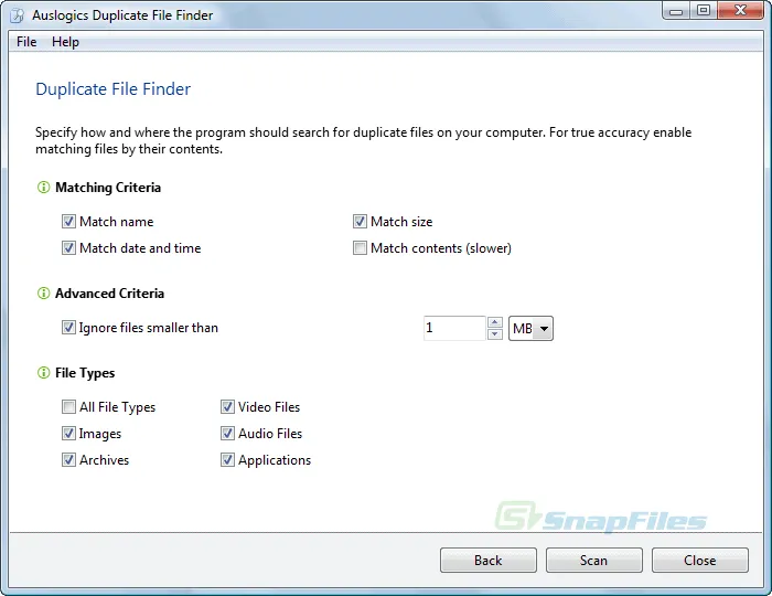 Auslogics Duplicate File Finder Ảnh chụp màn hình 2