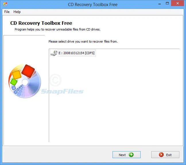 CD Recovery Toolbox Free Ảnh chụp màn hình 1