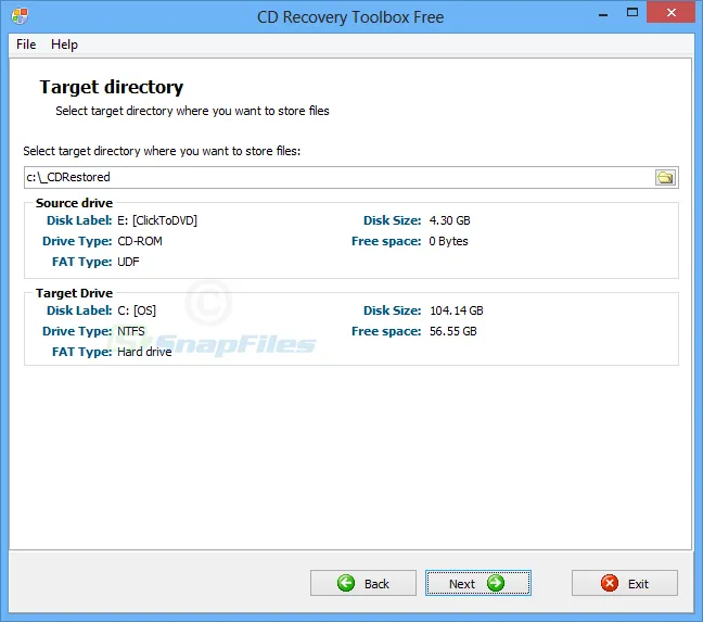 CD Recovery Toolbox Free Ảnh chụp màn hình 2