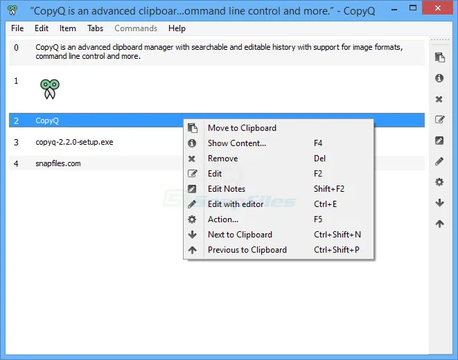 CopyQ Ảnh chụp màn hình 1