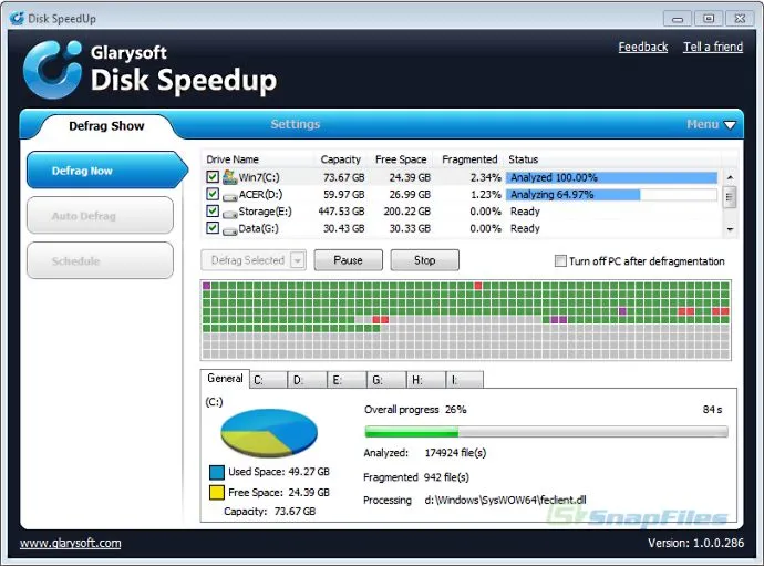 Glarysoft Disk SpeedUp Ảnh chụp màn hình 1