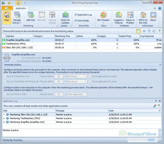 EMCO Ping Monitor (Free Version) Ảnh chụp màn hình 1