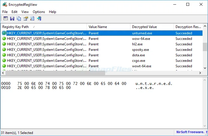 EncryptedRegView Ảnh chụp màn hình 1