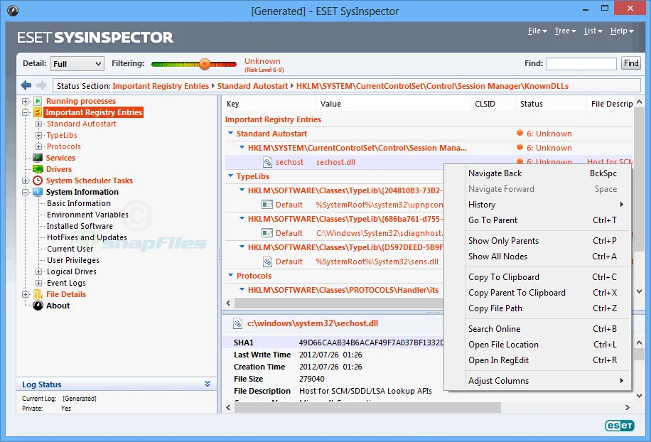 ESET SysInspector Ảnh chụp màn hình 2