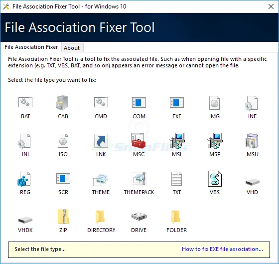 File Association Fixer Tool Ảnh chụp màn hình 1