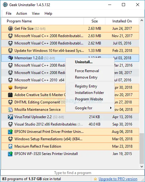 Geek Uninstaller Ảnh chụp màn hình 1