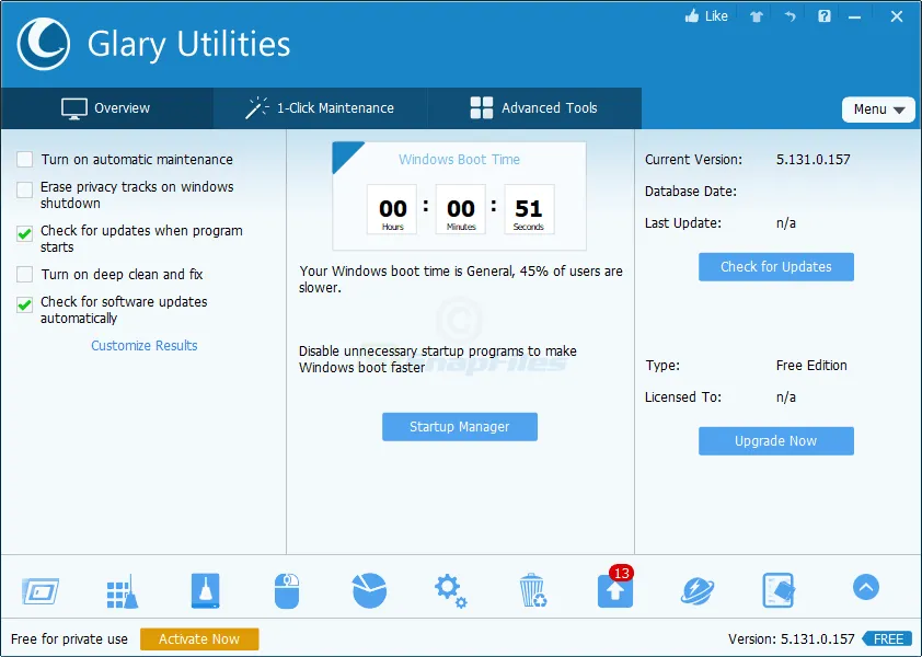 Glary Utilities Free Ảnh chụp màn hình 1