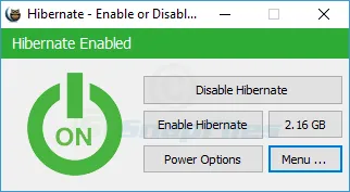 Hibernate Enable or Disable Ảnh chụp màn hình 1