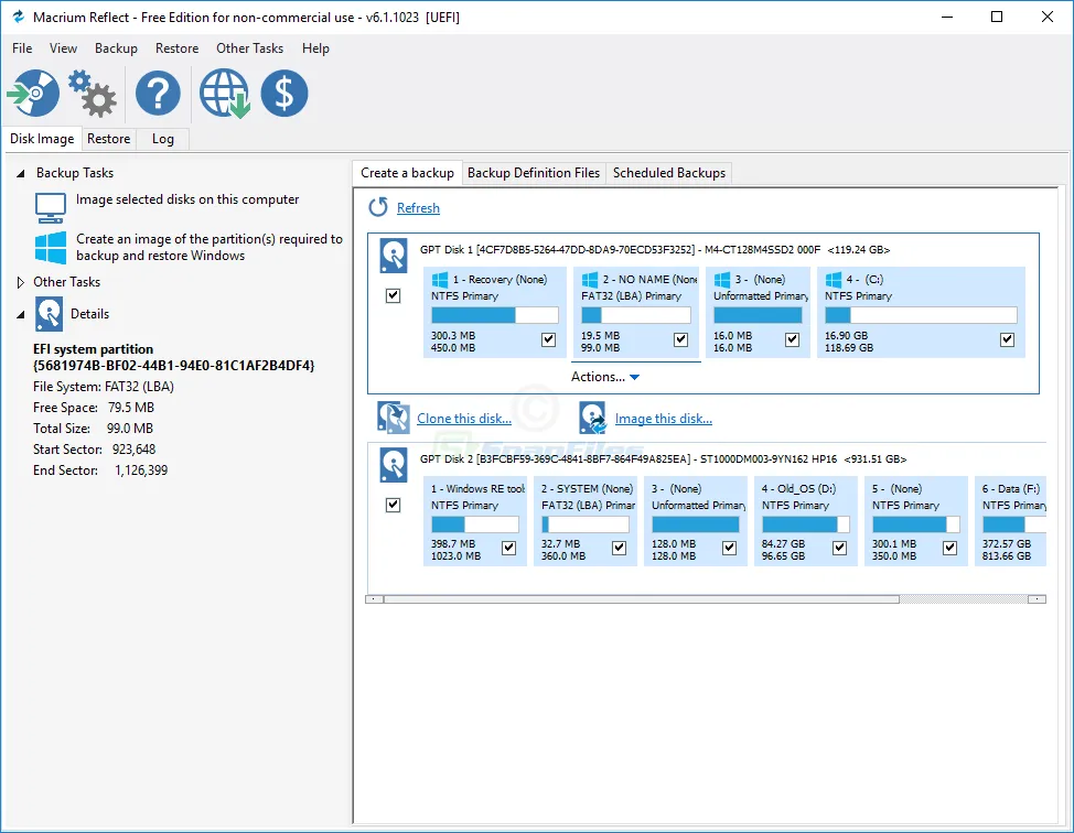 Macrium Reflect (Free Edition) Ảnh chụp màn hình 1