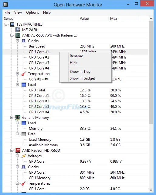 Open Hardware Monitor Ảnh chụp màn hình 1