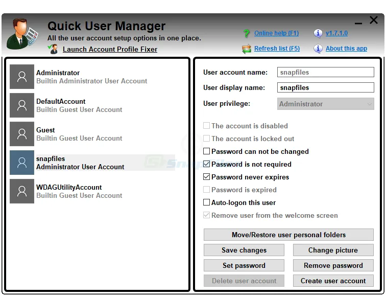 Quick User Manager Ảnh chụp màn hình 1