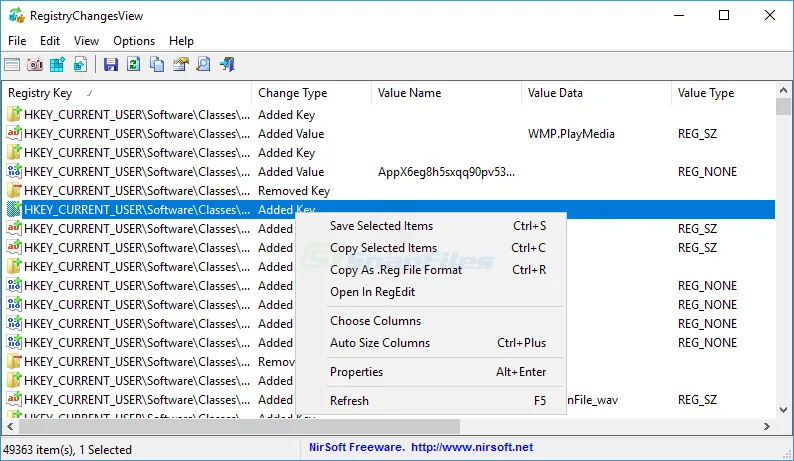 RegistryChangesView Ảnh chụp màn hình 1