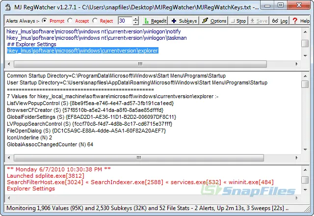 MJ Registry Watcher Ảnh chụp màn hình 1