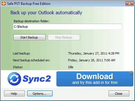 Safe PST Backup (Free Edition) Ảnh chụp màn hình 1