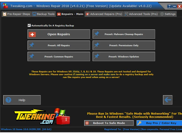 Tweaking.com Windows Repair Ảnh chụp màn hình 2