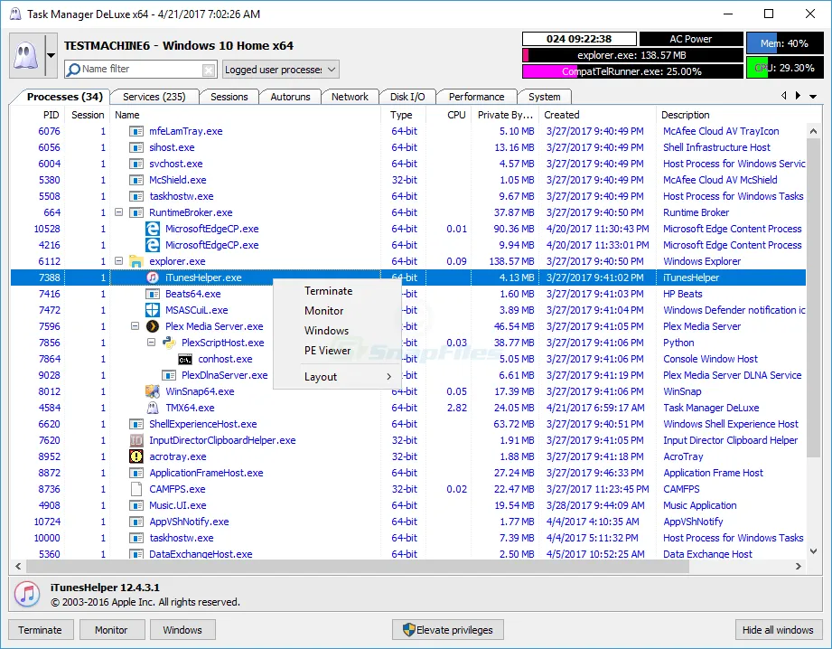 MiTeC Task Manager DeLuxe Ảnh chụp màn hình 1