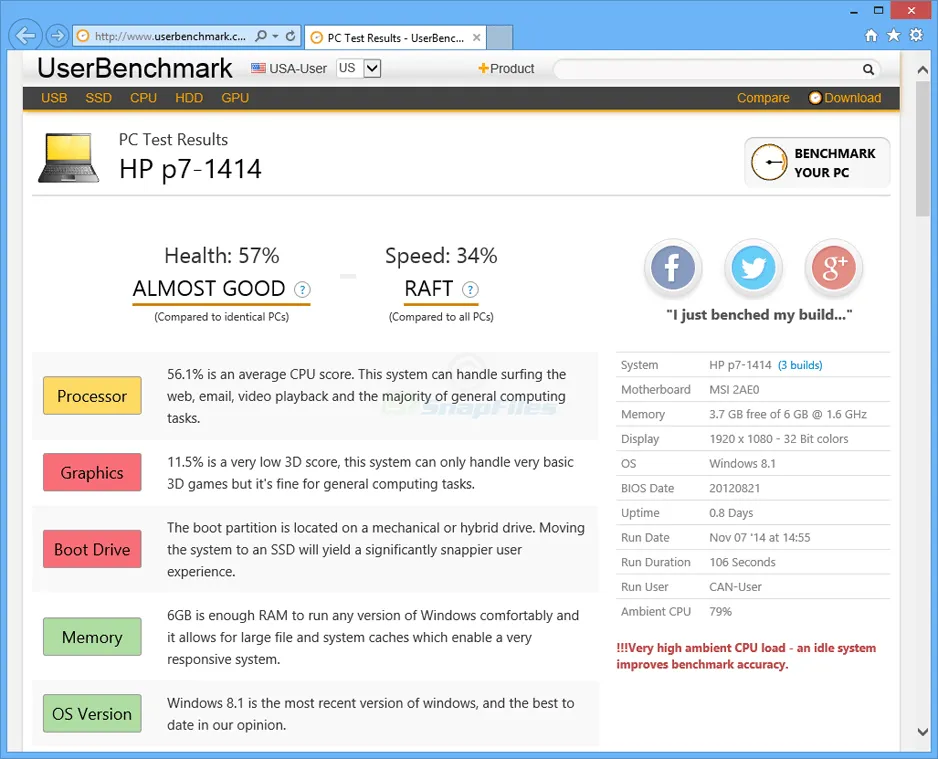 UserBenchmark Ảnh chụp màn hình 1