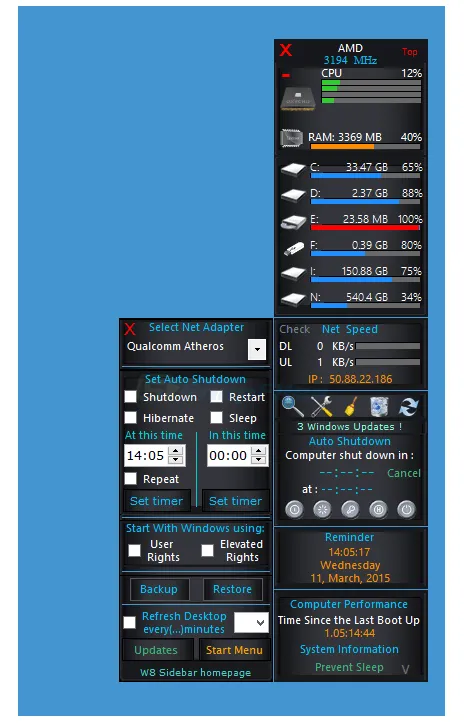 W8 Sidebar Ảnh chụp màn hình 2