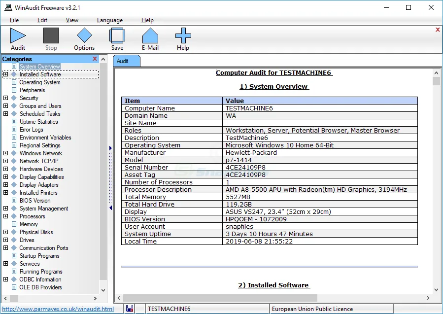 WinAudit Ảnh chụp màn hình 1