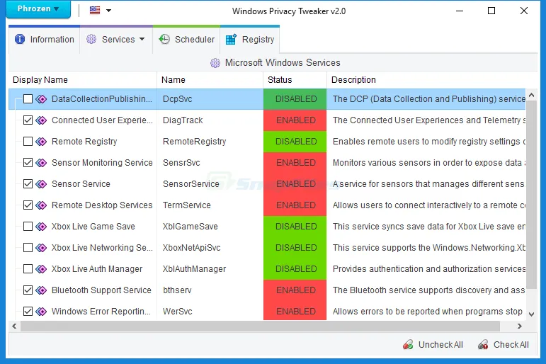 Windows Privacy Tweaker Ảnh chụp màn hình 1